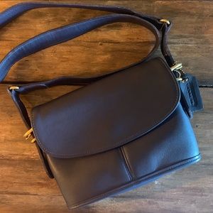 Vintage Navy Coach Equestrian Small Flap crossbody